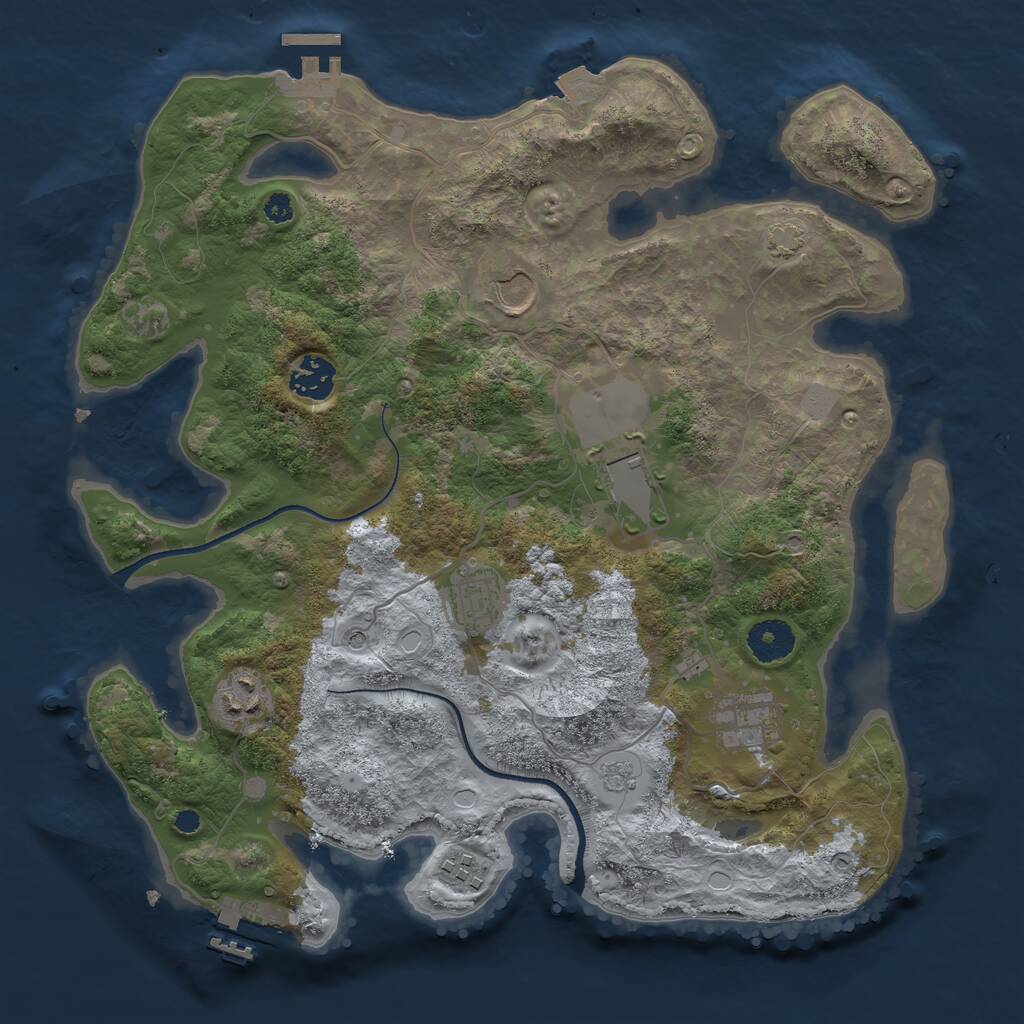 Rust Map: Procedural Map, Size: 3500, Seed: 36129320, 13 Monuments