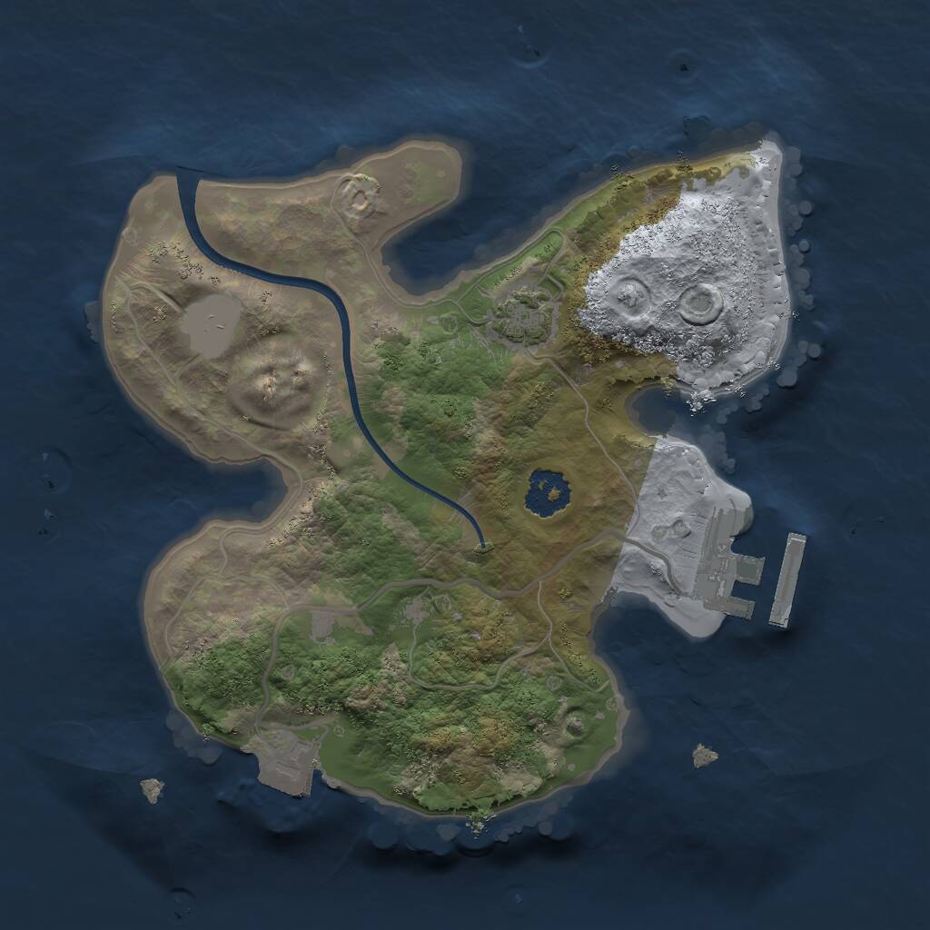 Rust Map: Procedural Map, Size: 2000, Seed: 10197, 3 Monuments