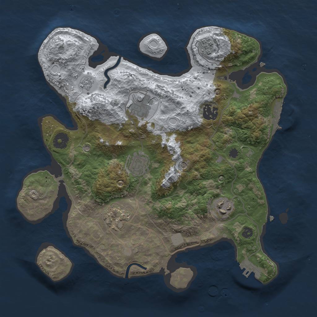 Rust Map: Procedural Map, Size: 3000, Seed: 25645, 15 Monuments