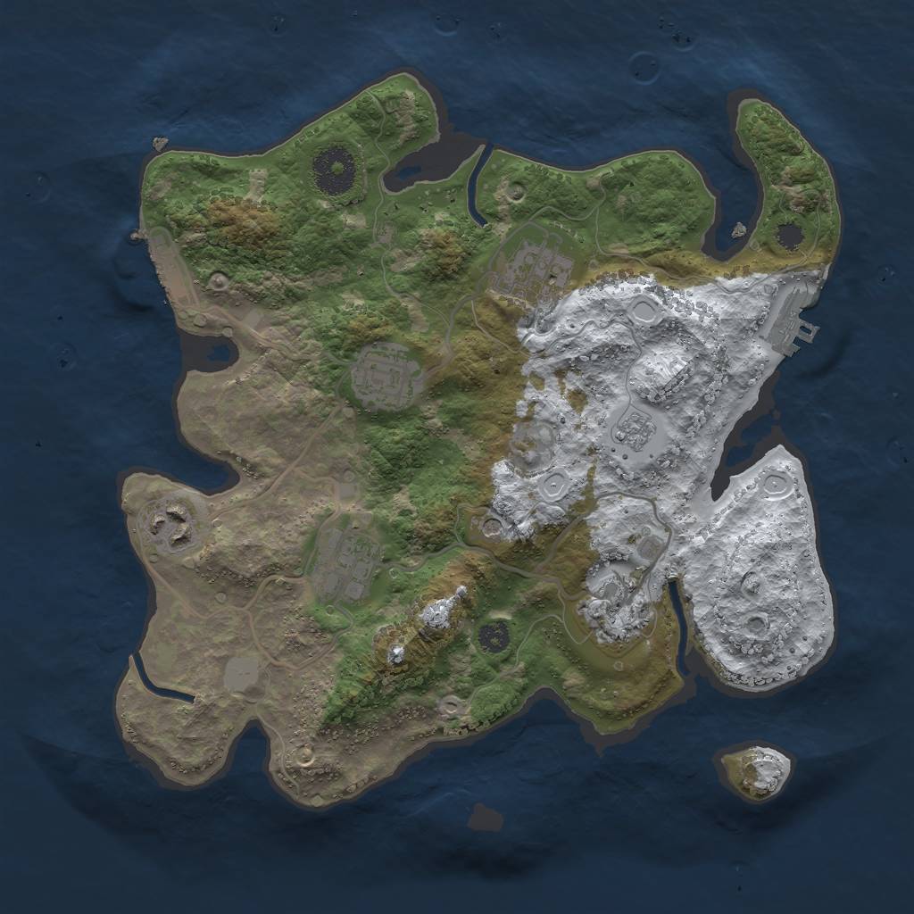 Rust Map: Procedural Map, Size: 3000, Seed: 17764, 14 Monuments