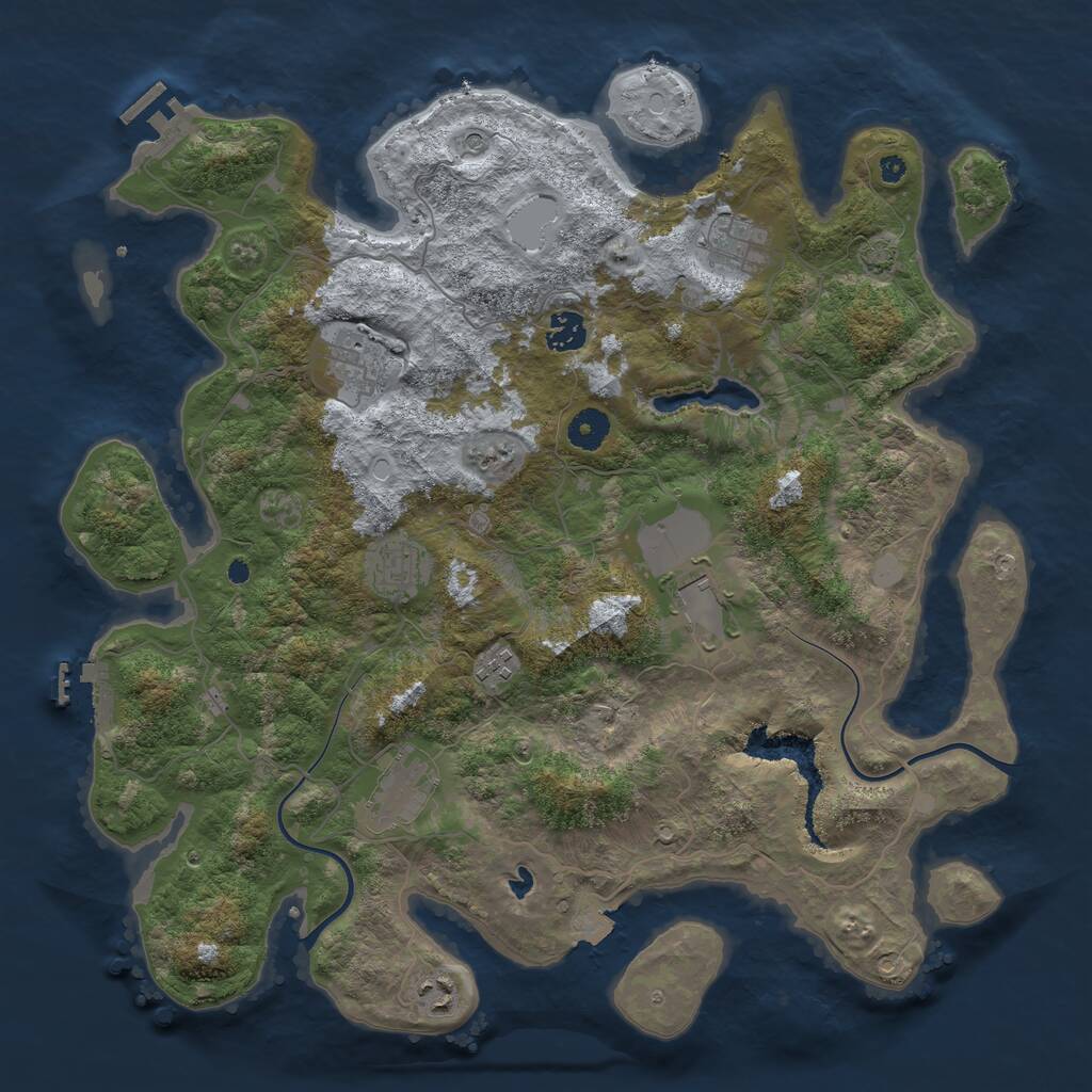 Rust Map: Procedural Map, Size: 4000, Seed: 1955978059, 13 Monuments