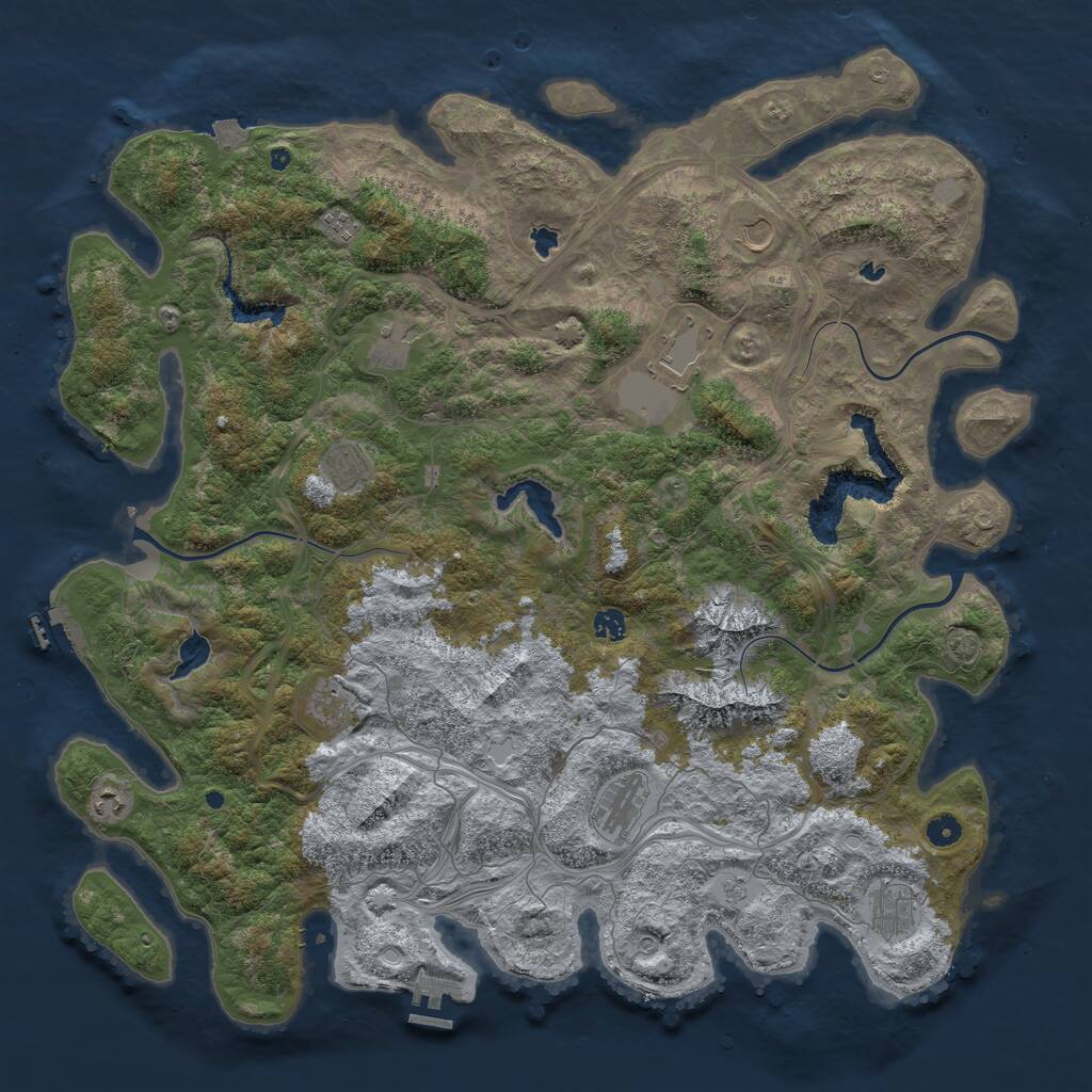 Rust Map: Procedural Map, Size: 5000, Seed: 245657, 16 Monuments
