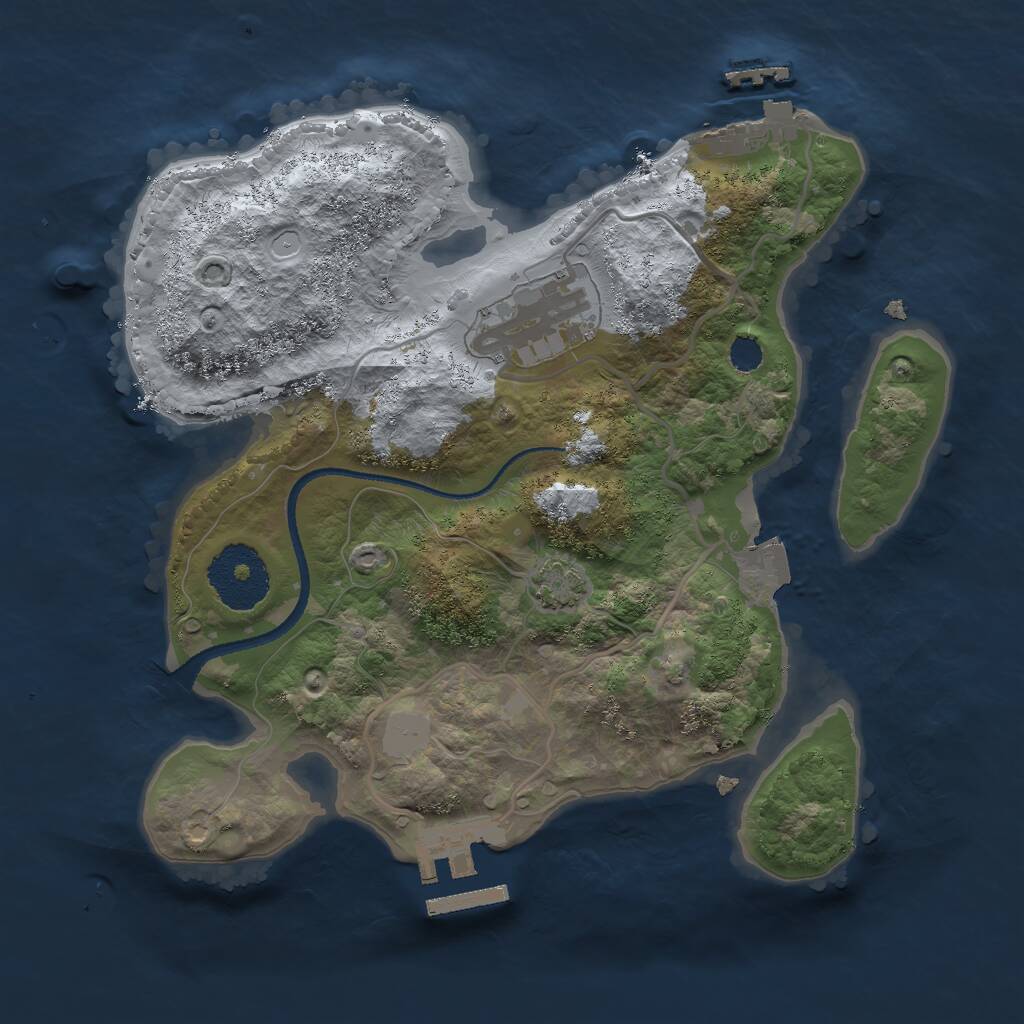Rust Map: Procedural Map, Size: 2500, Seed: 19852134, 5 Monuments