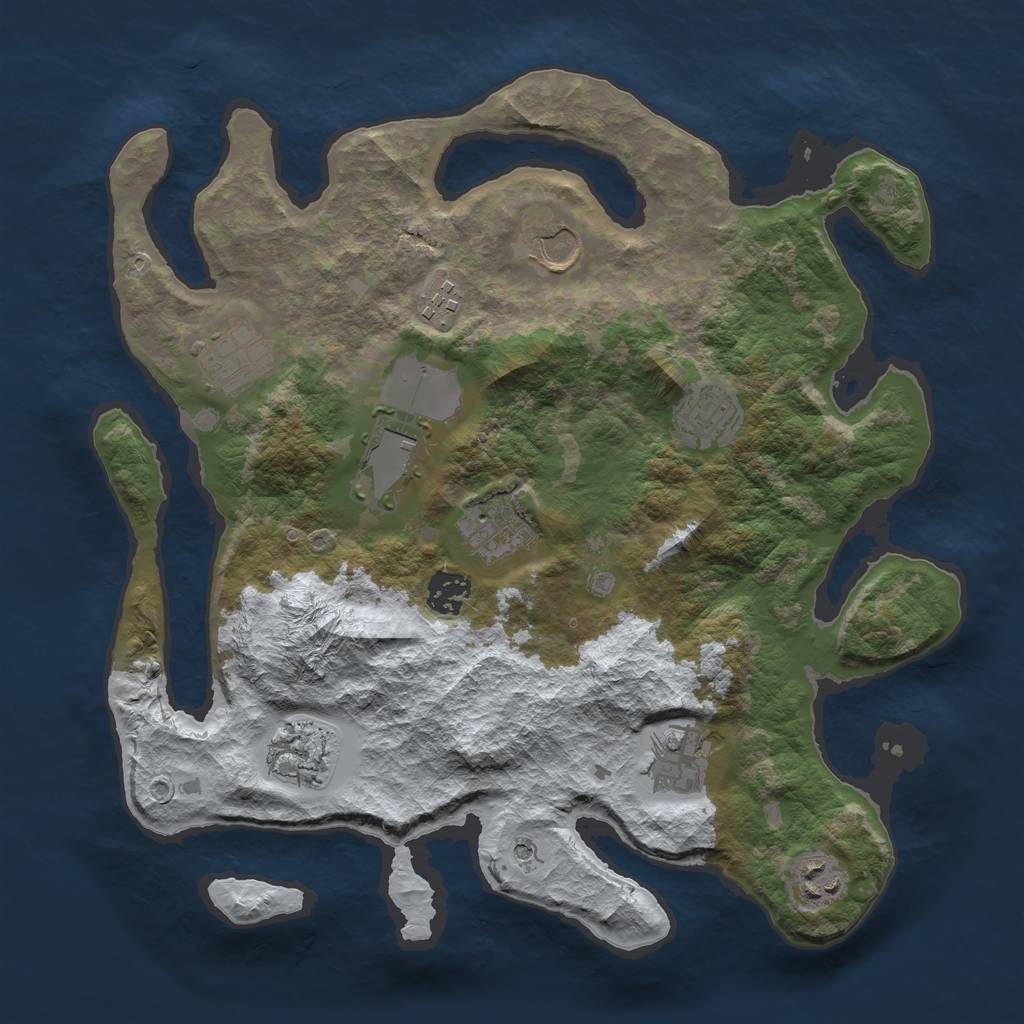 Rust Map: Barren, Size: 3500, Seed: 257517955, 13 Monuments