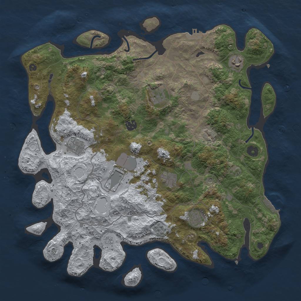 Rust Map: Procedural Map, Size: 4000, Seed: 71688506, 17 Monuments