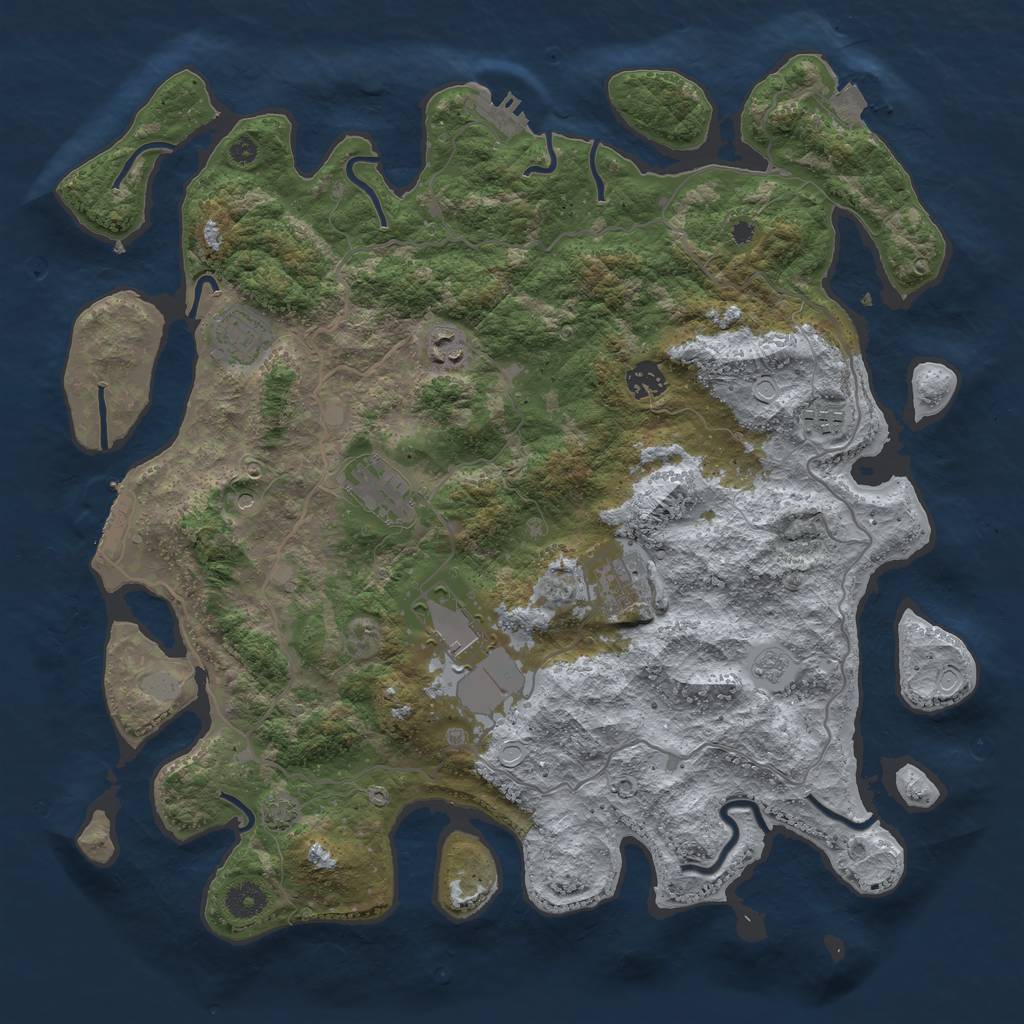 Rust Map: Procedural Map, Size: 4000, Seed: 20520, 15 Monuments