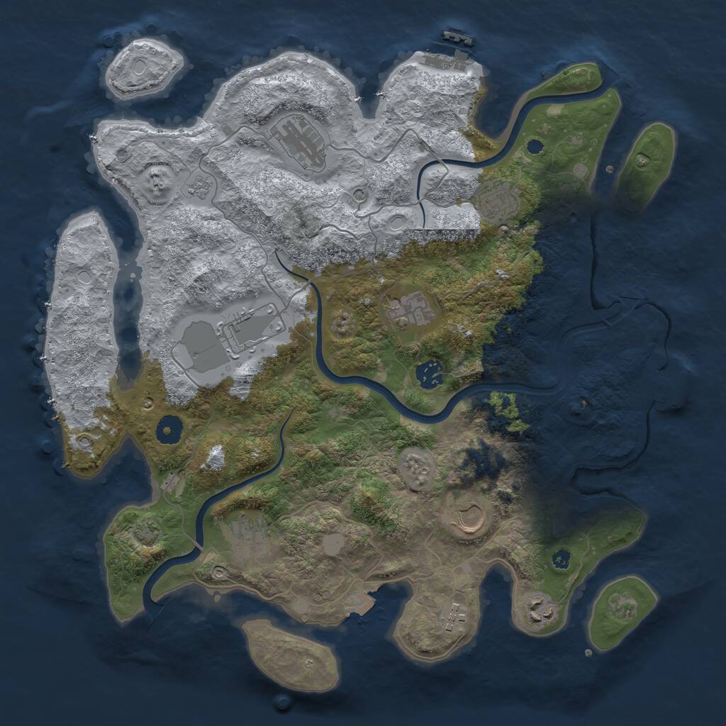 Rust Map: Procedural Map, Size: 3850, Seed: 255302156, 15 Monuments