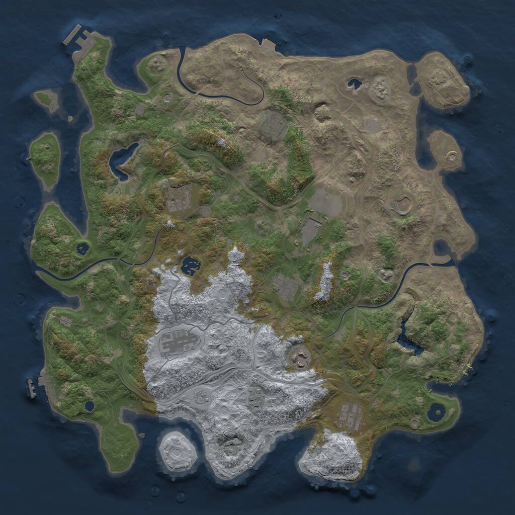 Rust Map: Procedural Map, Size: 4250, Seed: 7344039, 16 Monuments