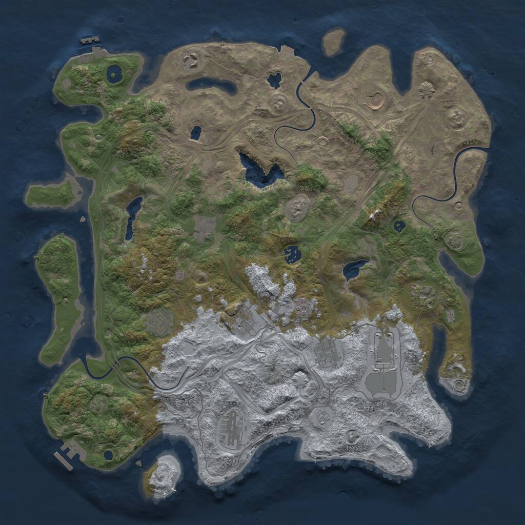 Rust Map: Procedural Map, Size: 4500, Seed: 207273702, 17 Monuments