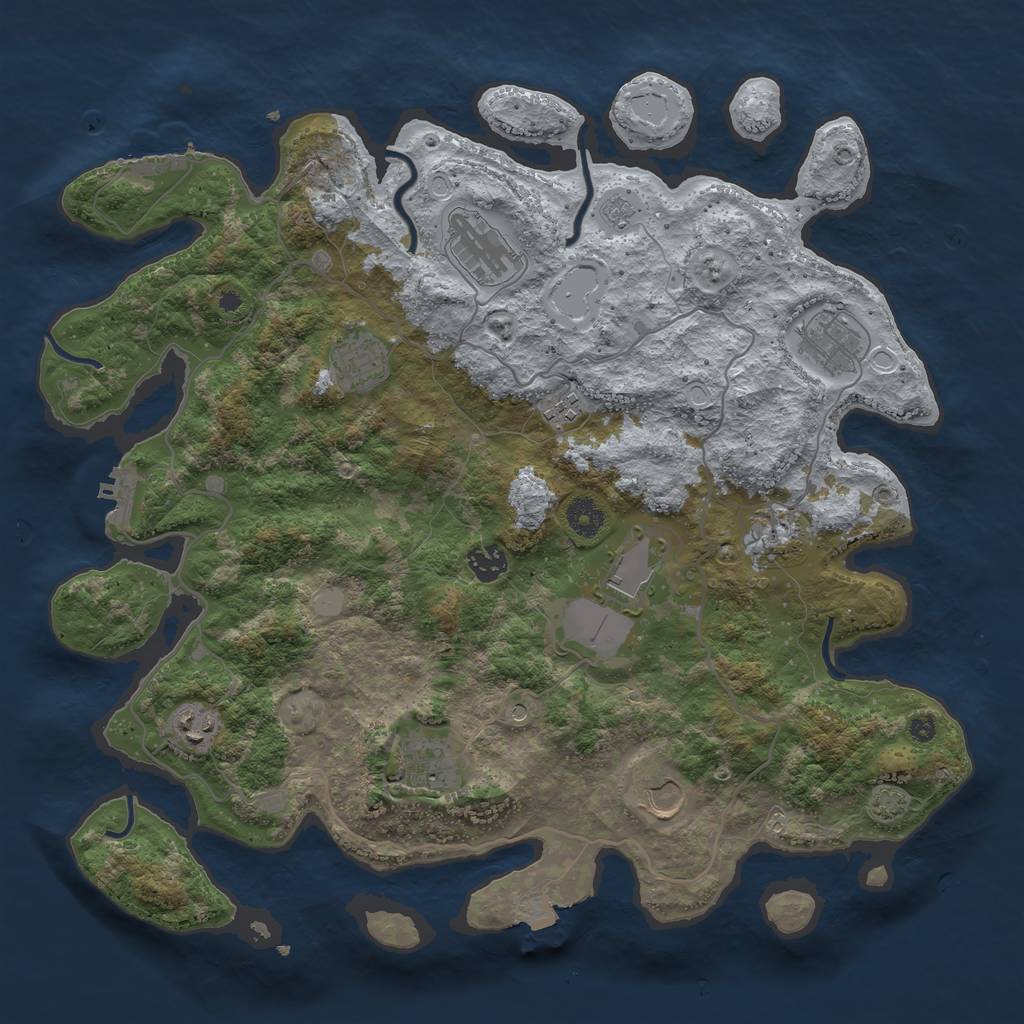 Rust Map: Procedural Map, Size: 4000, Seed: 1519266685, 18 Monuments