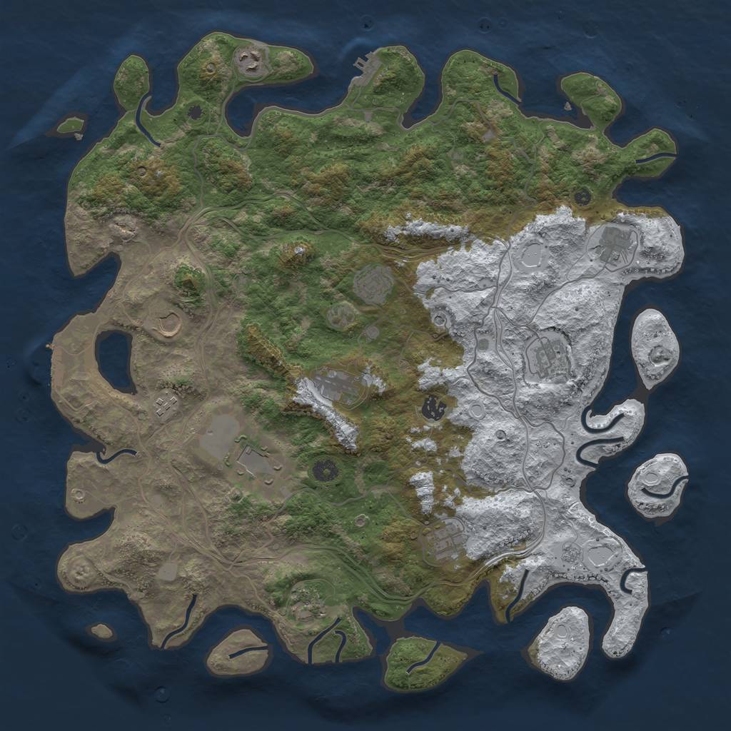 Rust Map: Procedural Map, Size: 4500, Seed: 712097329, 20 Monuments