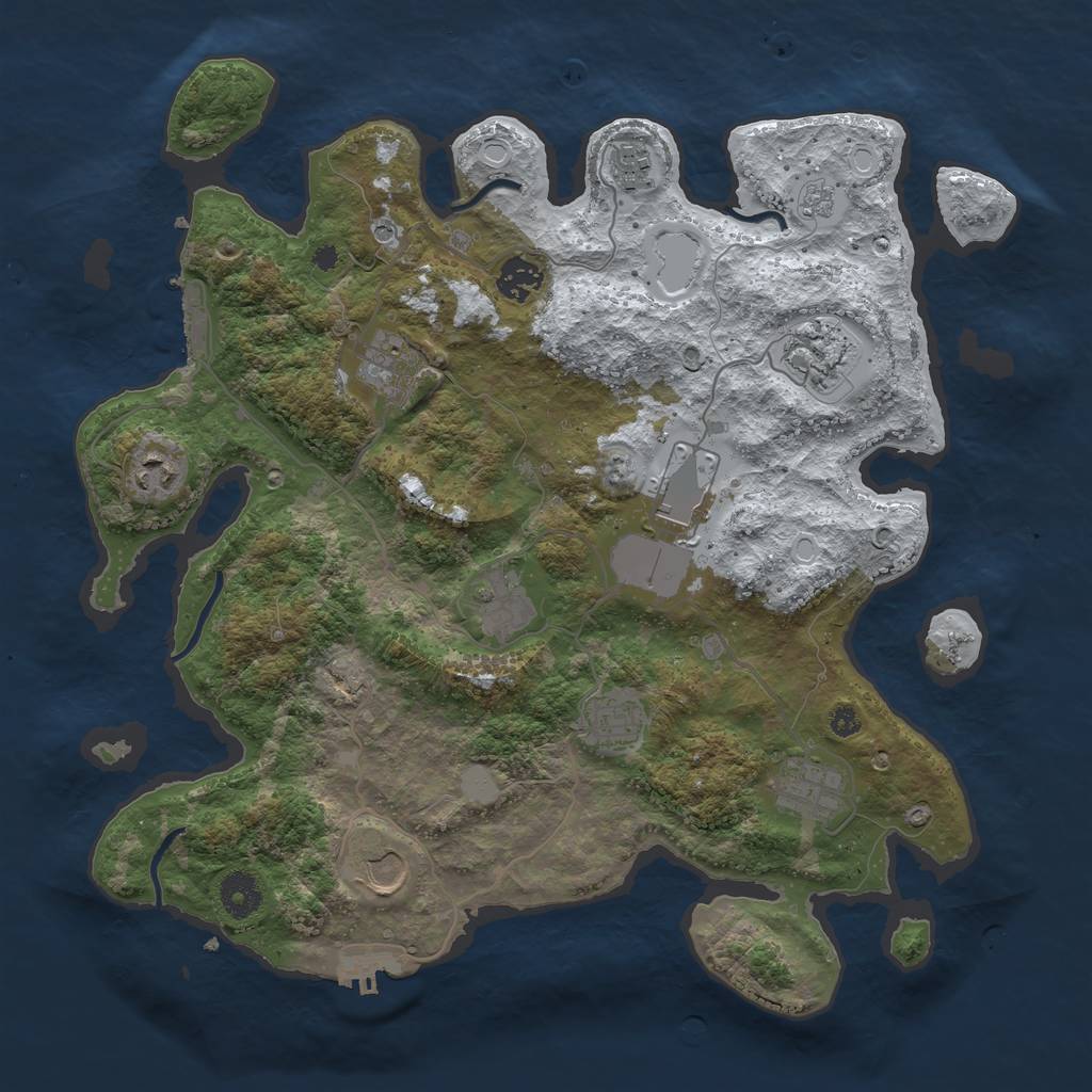 Rust Map: Procedural Map, Size: 3750, Seed: 1429842618, 19 Monuments