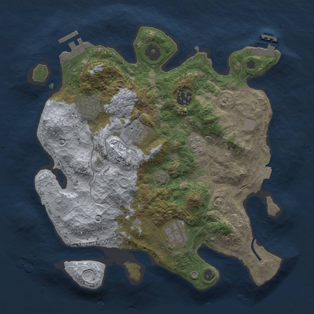 Rust Map: Procedural Map, Size: 3000, Seed: 1084105451, 11 Monuments