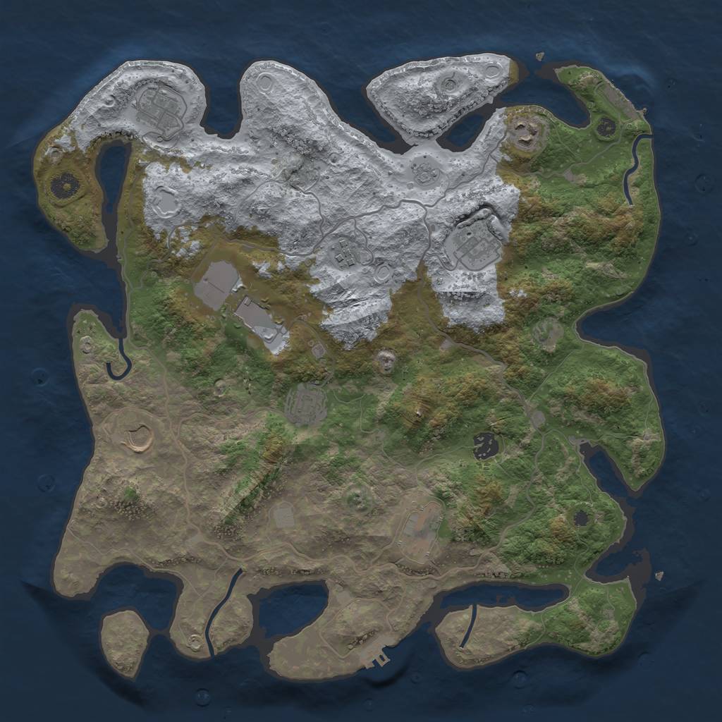 Rust Map: Procedural Map, Size: 4000, Seed: 2010810092, 18 Monuments