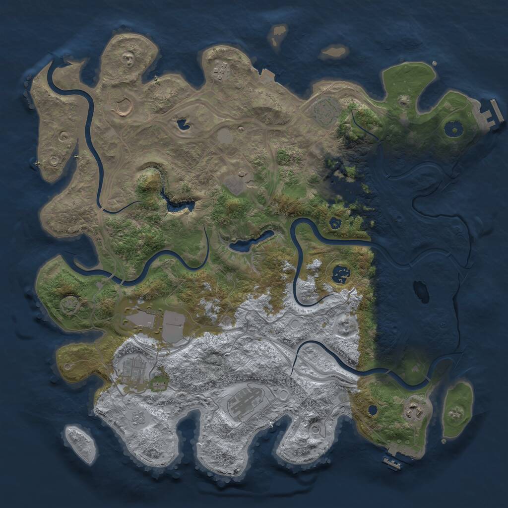 Rust Map: Procedural Map, Size: 4250, Seed: 128239855, 16 Monuments