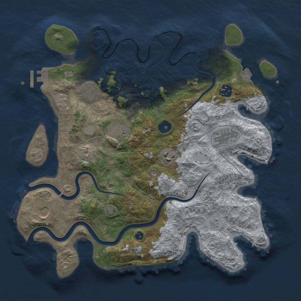 Rust Map: Procedural Map, Size: 3600, Seed: 3287567, 12 Monuments