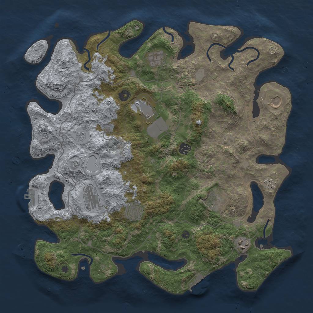 Rust Map: Procedural Map, Size: 4000, Seed: 767139, 18 Monuments