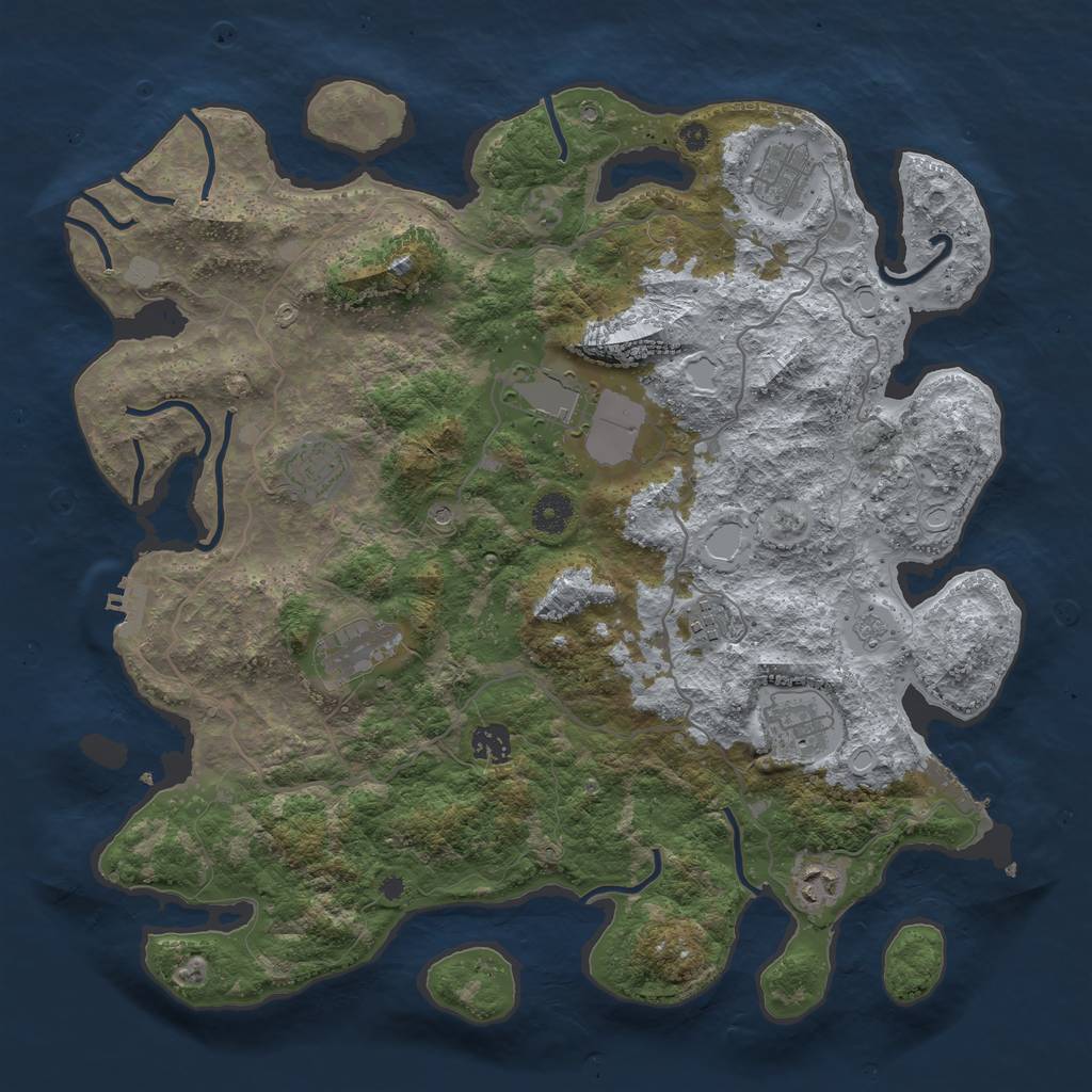 Rust Map: Procedural Map, Size: 4000, Seed: 749840, 17 Monuments