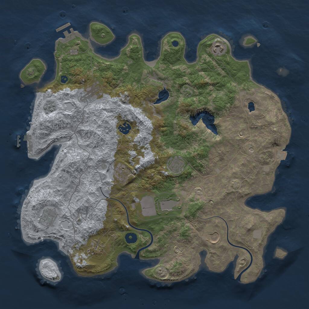 Rust Map: Procedural Map, Size: 4000, Seed: 191642, 16 Monuments