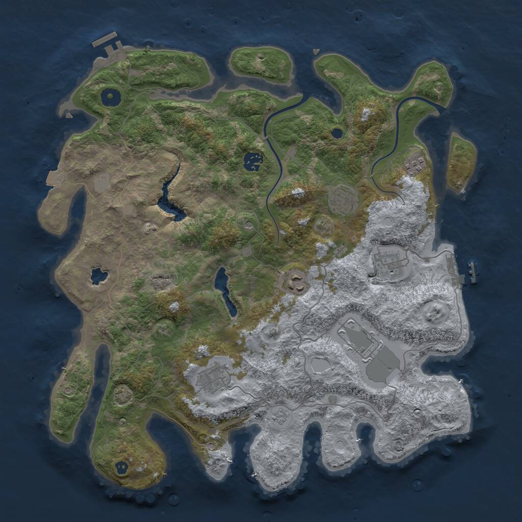 Rust Map: Procedural Map, Size: 4000, Seed: 391940, 13 Monuments