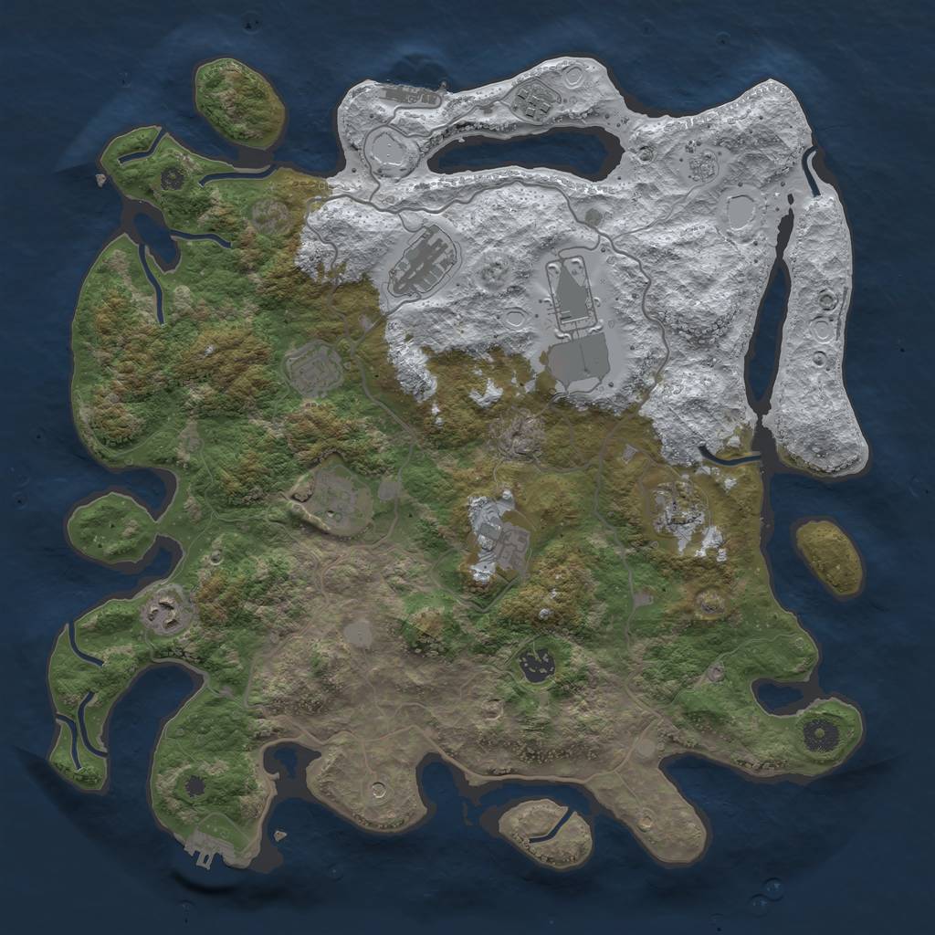 Rust Map: Procedural Map, Size: 4000, Seed: 334305, 18 Monuments