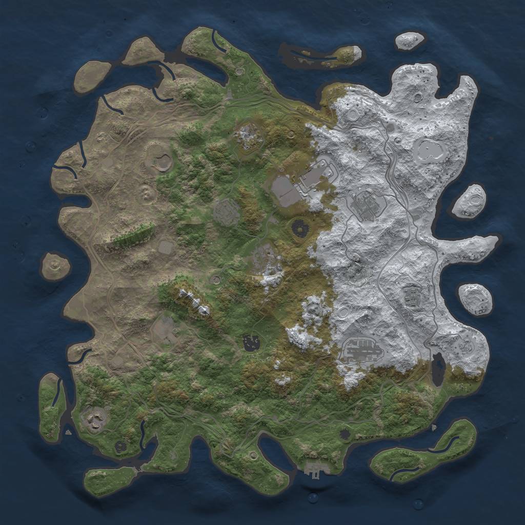 Rust Map: Procedural Map, Size: 4500, Seed: 396636767, 19 Monuments