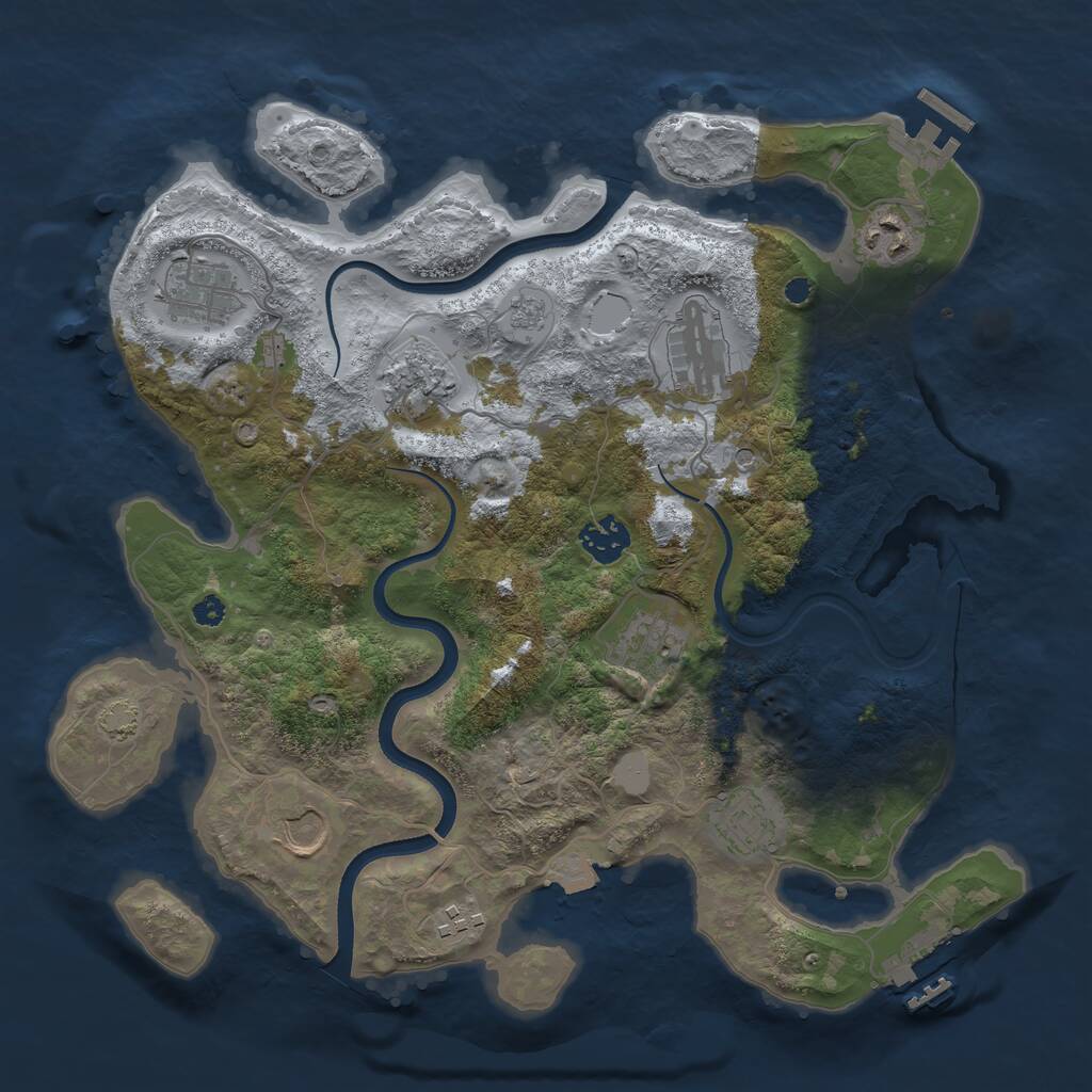 Rust Map: Procedural Map, Size: 3500, Seed: 25645, 15 Monuments