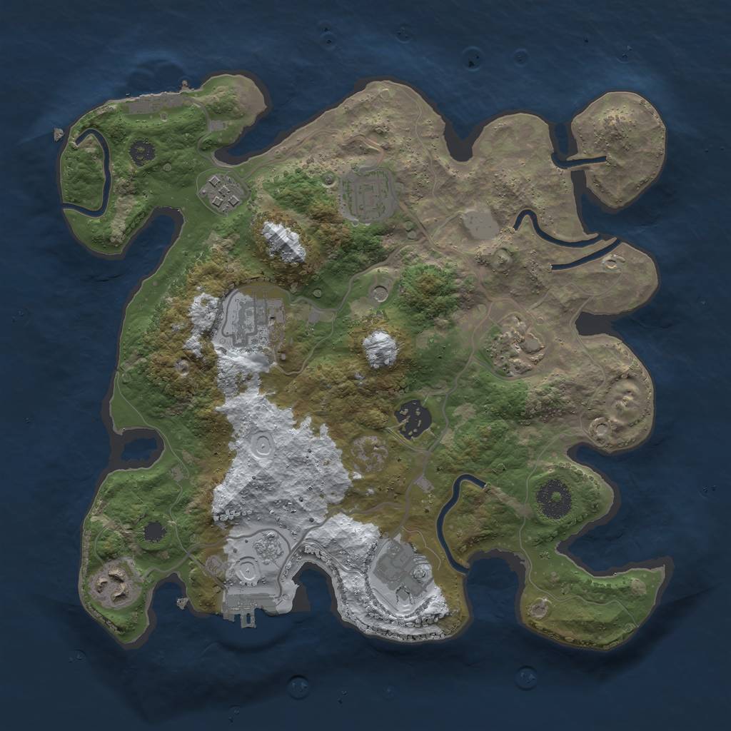 Rust Map: Procedural Map, Size: 3000, Seed: 1039248152, 16 Monuments