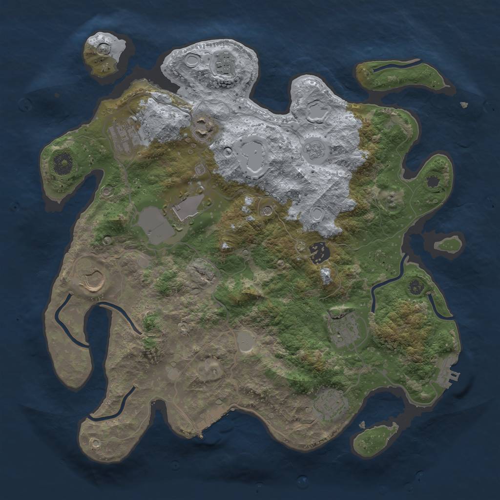 Rust Map: Procedural Map, Size: 3500, Seed: 1319400088, 17 Monuments