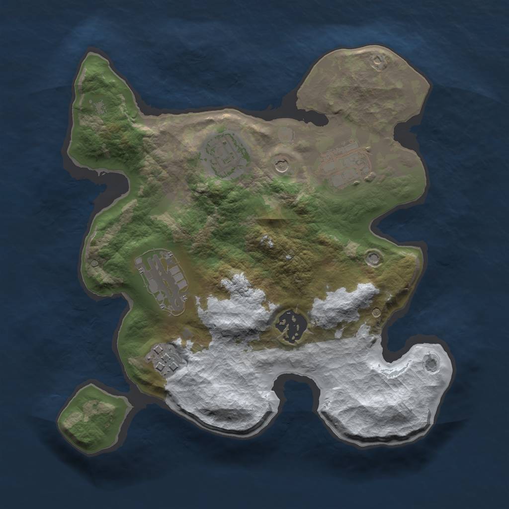 Rust Map: Barren, Size: 2500, Seed: 54, 8 Monuments