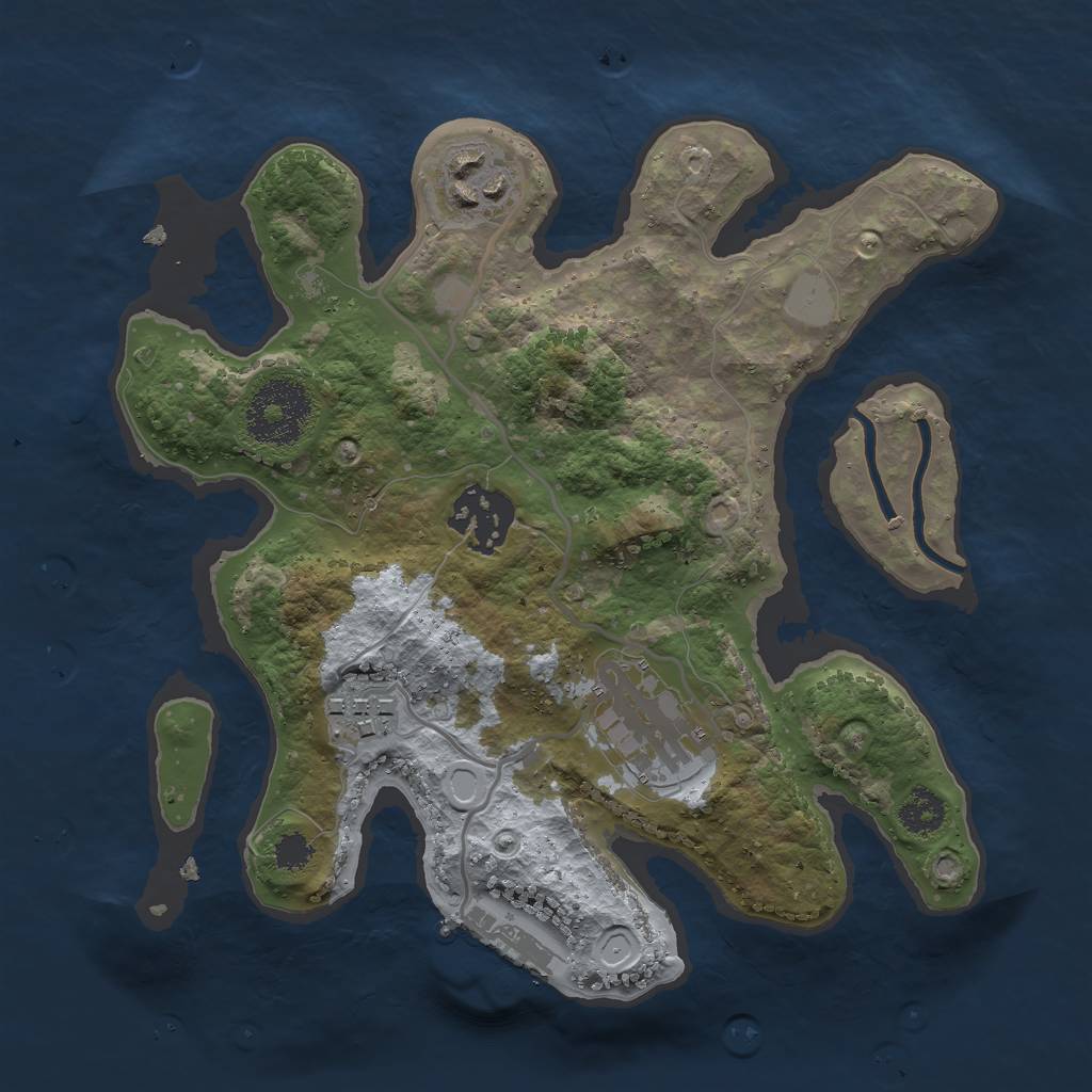 Rust Map: Procedural Map, Size: 2500, Seed: 2509, 10 Monuments