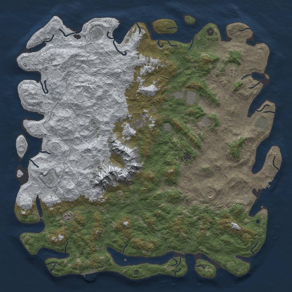 Rust Map: Procedural Map, Size: 6000, Seed: 425835204, 20 Monuments