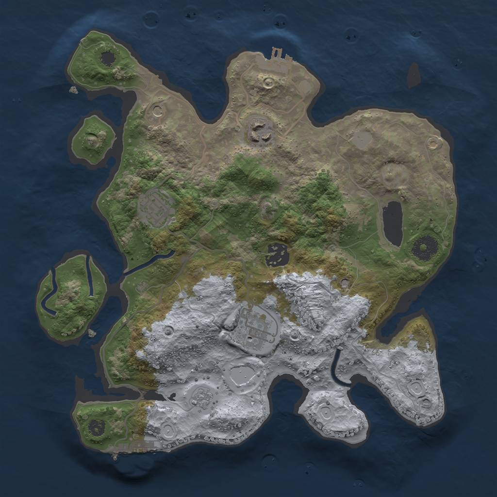 Rust Map: Procedural Map, Size: 3000, Seed: 1597947662, 13 Monuments