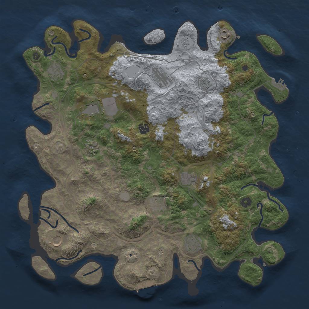 Rust Map: Procedural Map, Size: 4300, Seed: 599224524, 18 Monuments