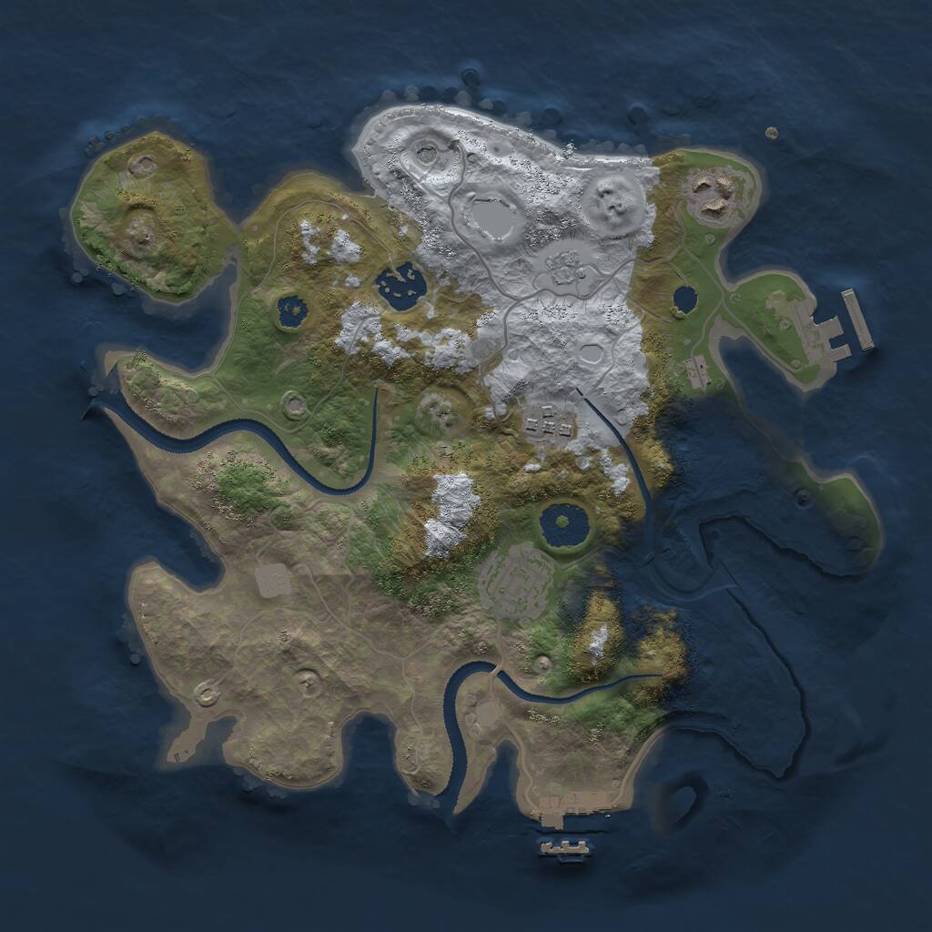 Rust Map: Procedural Map, Size: 3000, Seed: 1129, 9 Monuments