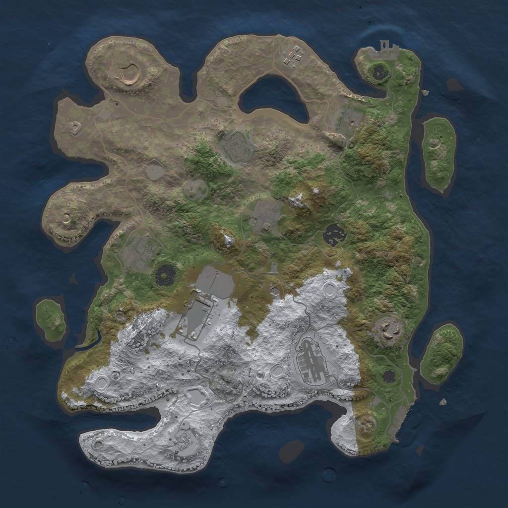 Rust Map: Procedural Map, Size: 3550, Seed: 897880, 19 Monuments