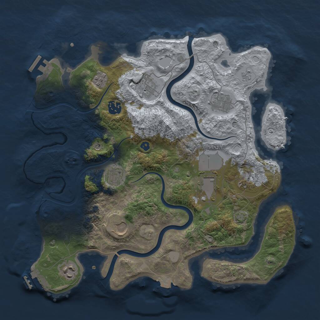Rust Map: Procedural Map, Size: 3500, Seed: 273920422, 15 Monuments