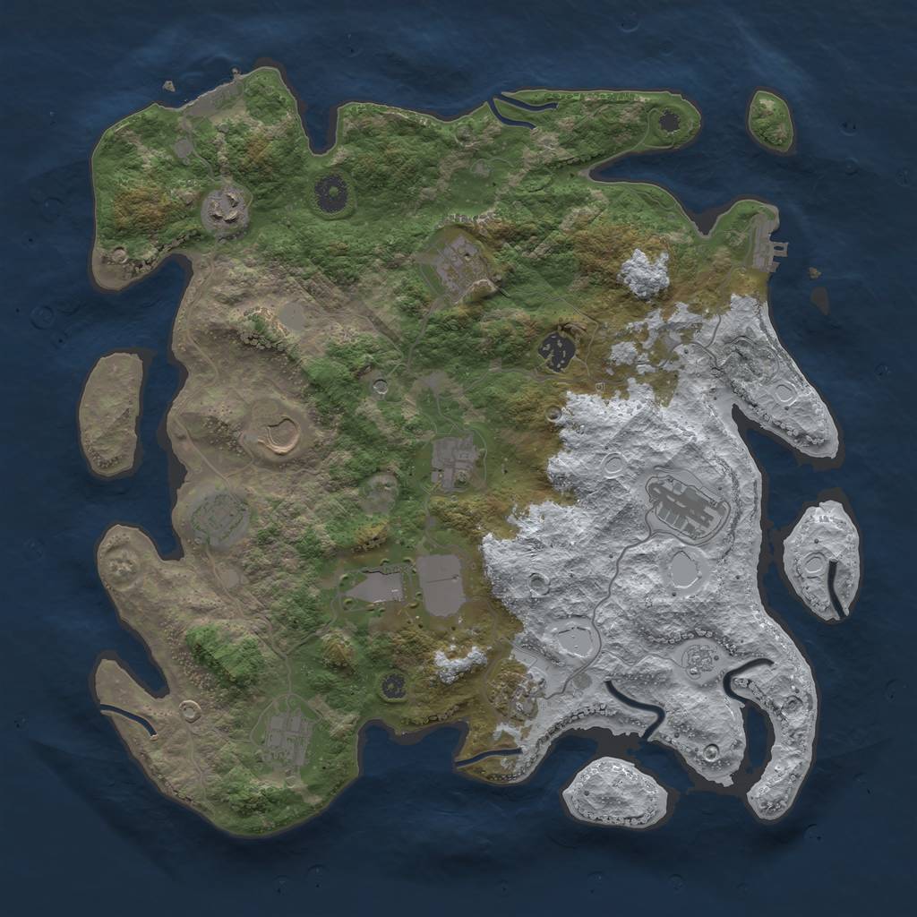 Rust Map: Procedural Map, Size: 3850, Seed: 297887093, 19 Monuments