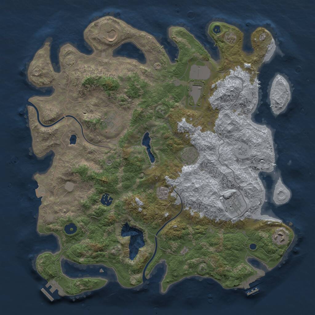 Rust Map: Procedural Map, Size: 4000, Seed: 2089722590, 14 Monuments