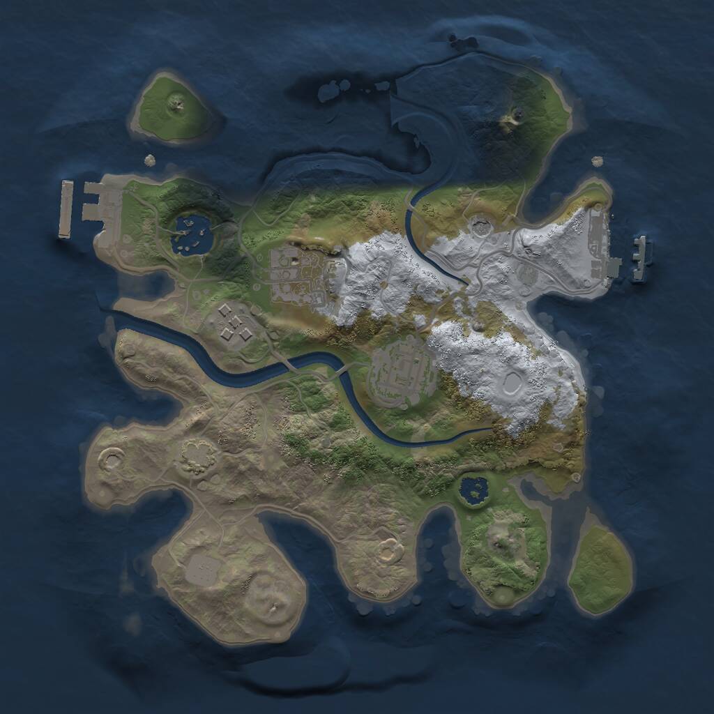 Rust Map: Procedural Map, Size: 2500, Seed: 348275, 9 Monuments