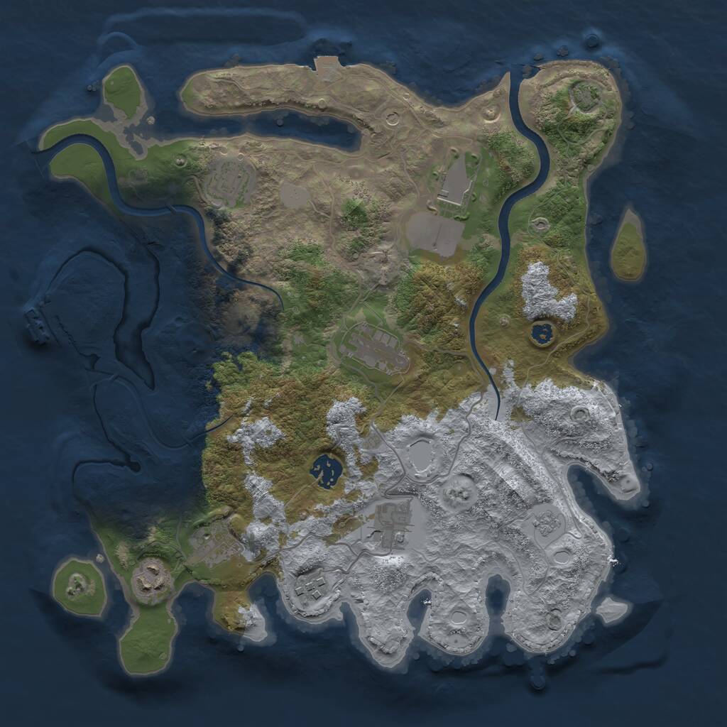 Rust Map: Procedural Map, Size: 3500, Seed: 2072194811, 13 Monuments