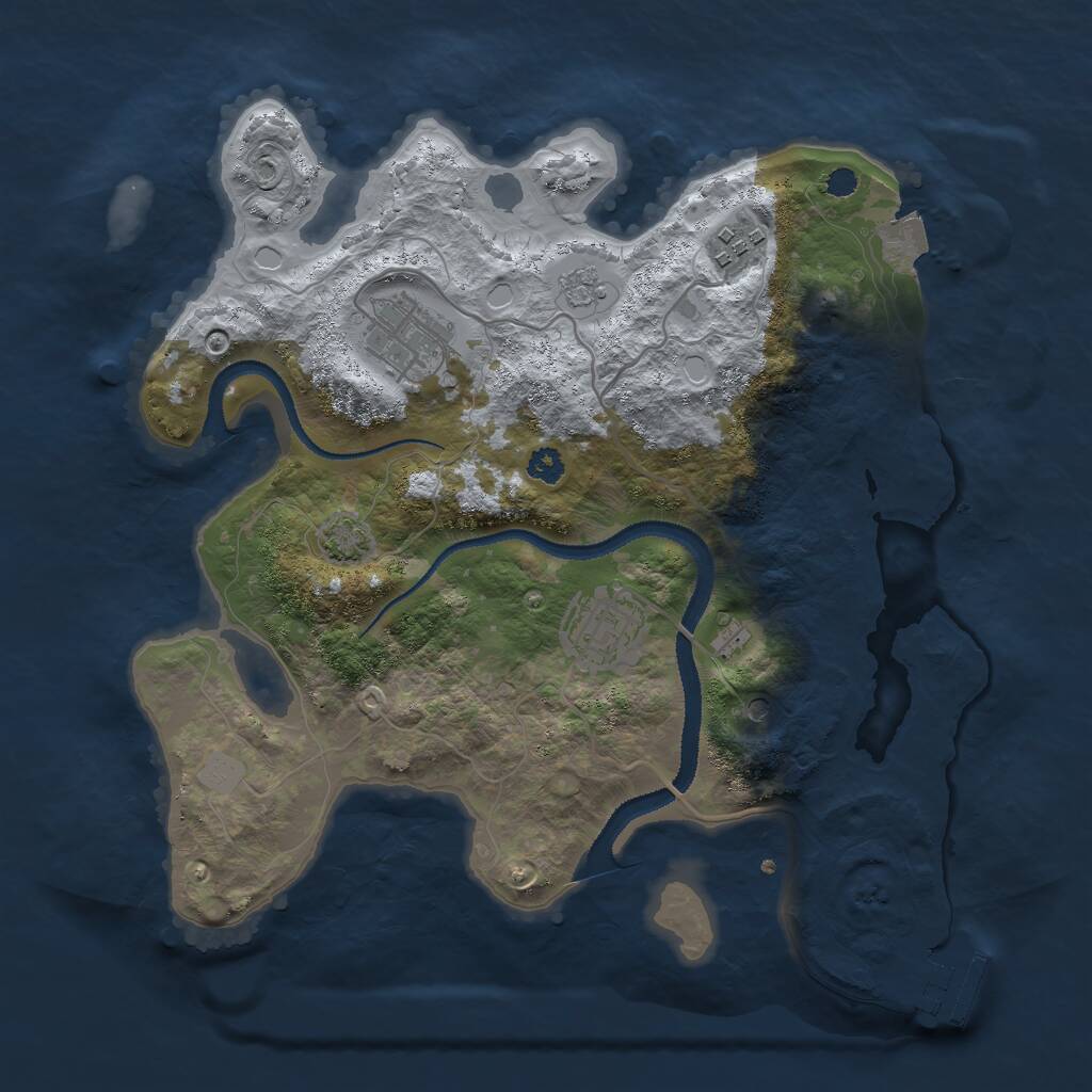 Rust Map: Procedural Map, Size: 3000, Seed: 12525, 8 Monuments