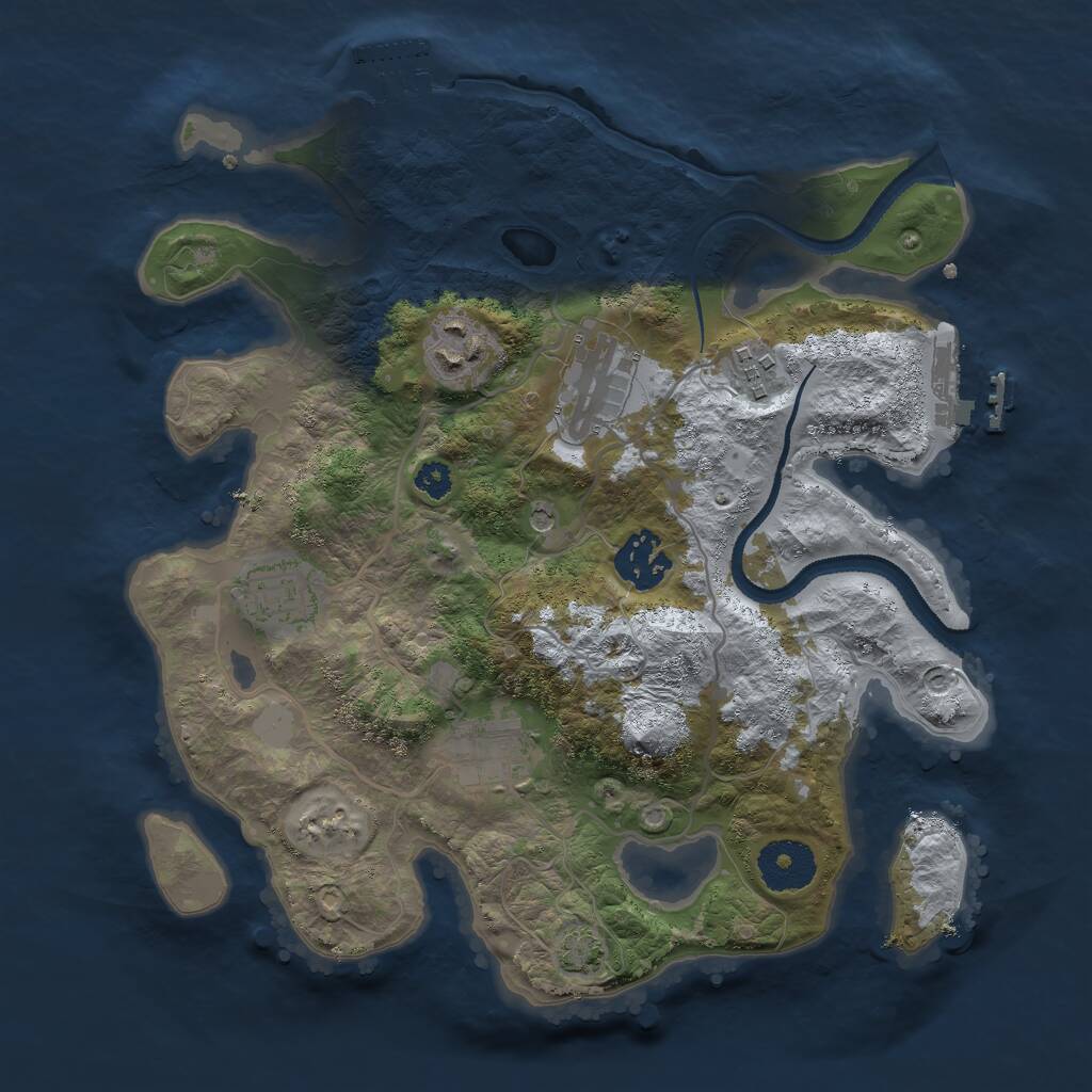 Rust Map: Procedural Map, Size: 3000, Seed: 25371, 11 Monuments