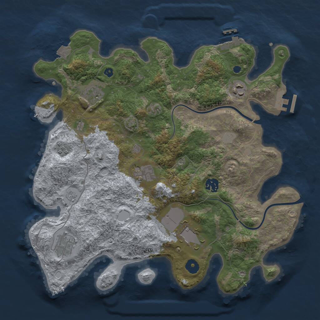 Rust Map: Procedural Map, Size: 3500, Seed: 805716496, 13 Monuments