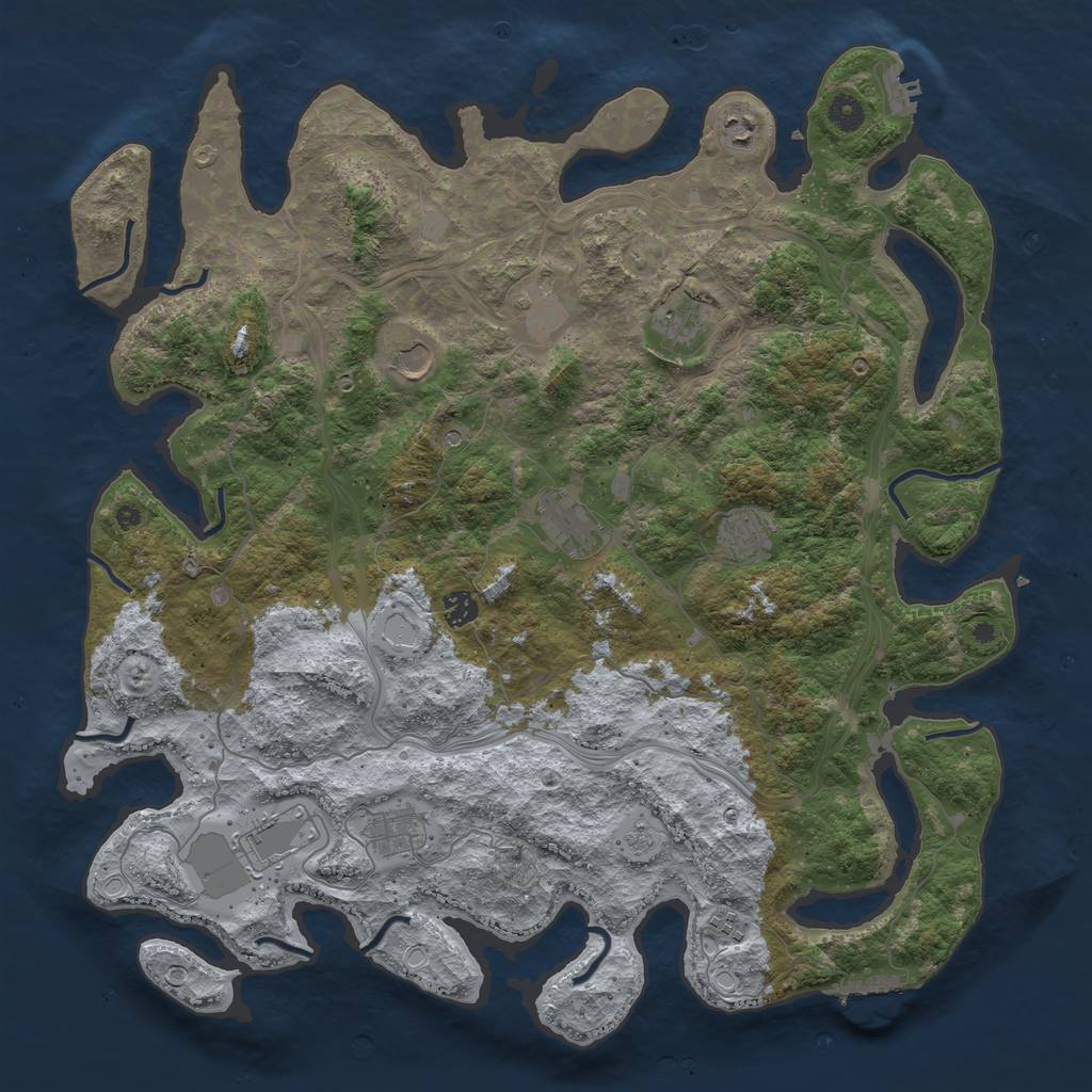 Rust Map: Procedural Map, Size: 4500, Seed: 215729, 19 Monuments
