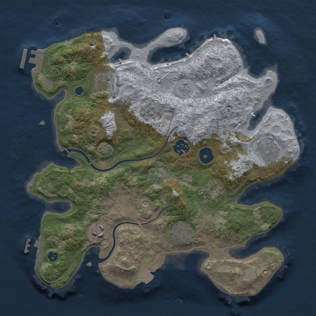 Rust Map: Procedural Map, Size: 3200, Seed: 1287803101, 13 Monuments