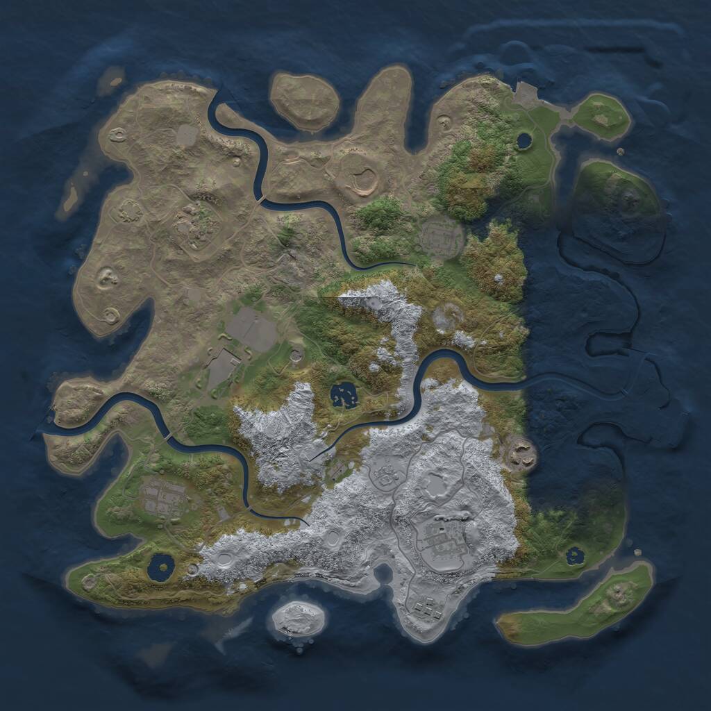 Rust Map: Procedural Map, Size: 3850, Seed: 1605084264, 14 Monuments