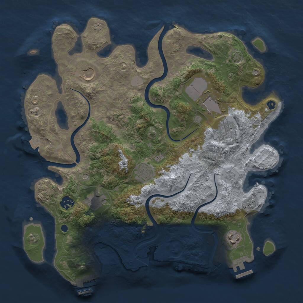 Rust Map: Procedural Map, Size: 3500, Seed: 1692607640, 14 Monuments