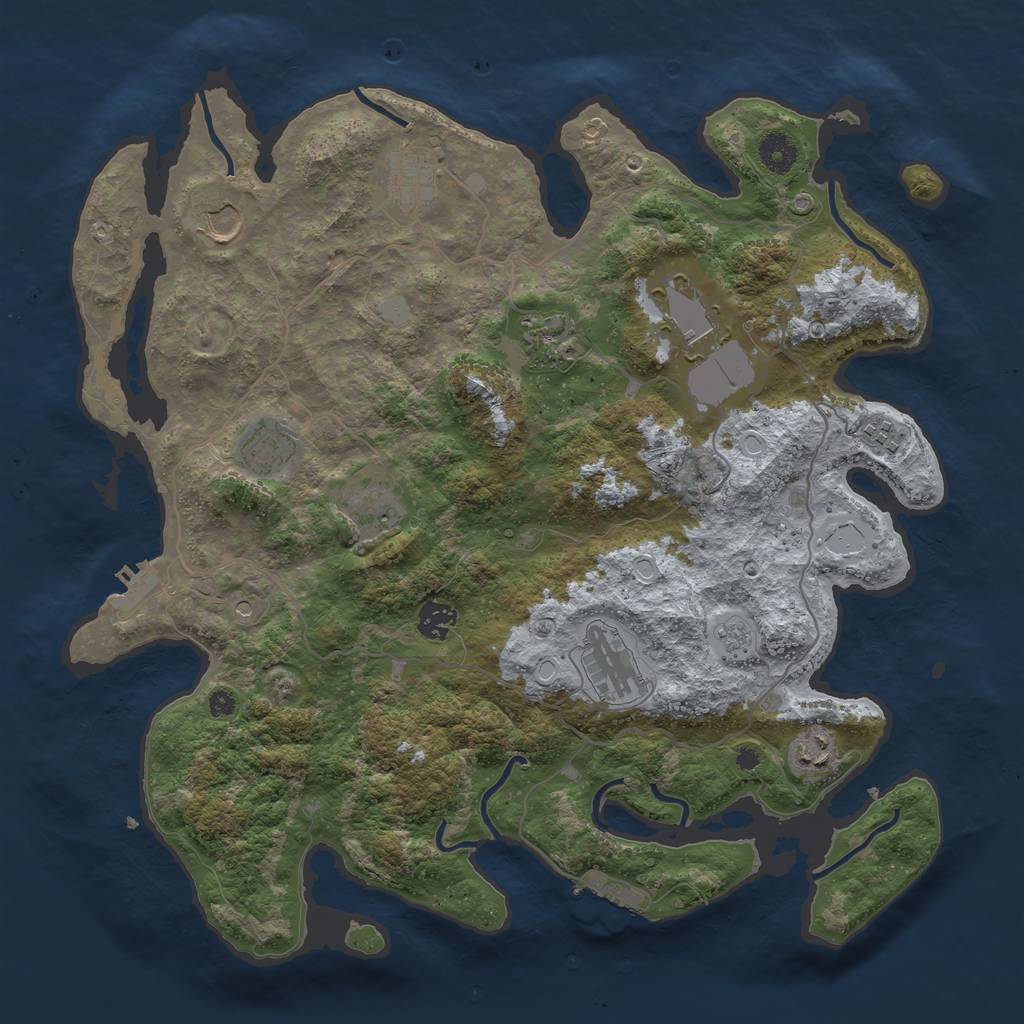 Rust Map: Procedural Map, Size: 4000, Seed: 532369360, 19 Monuments