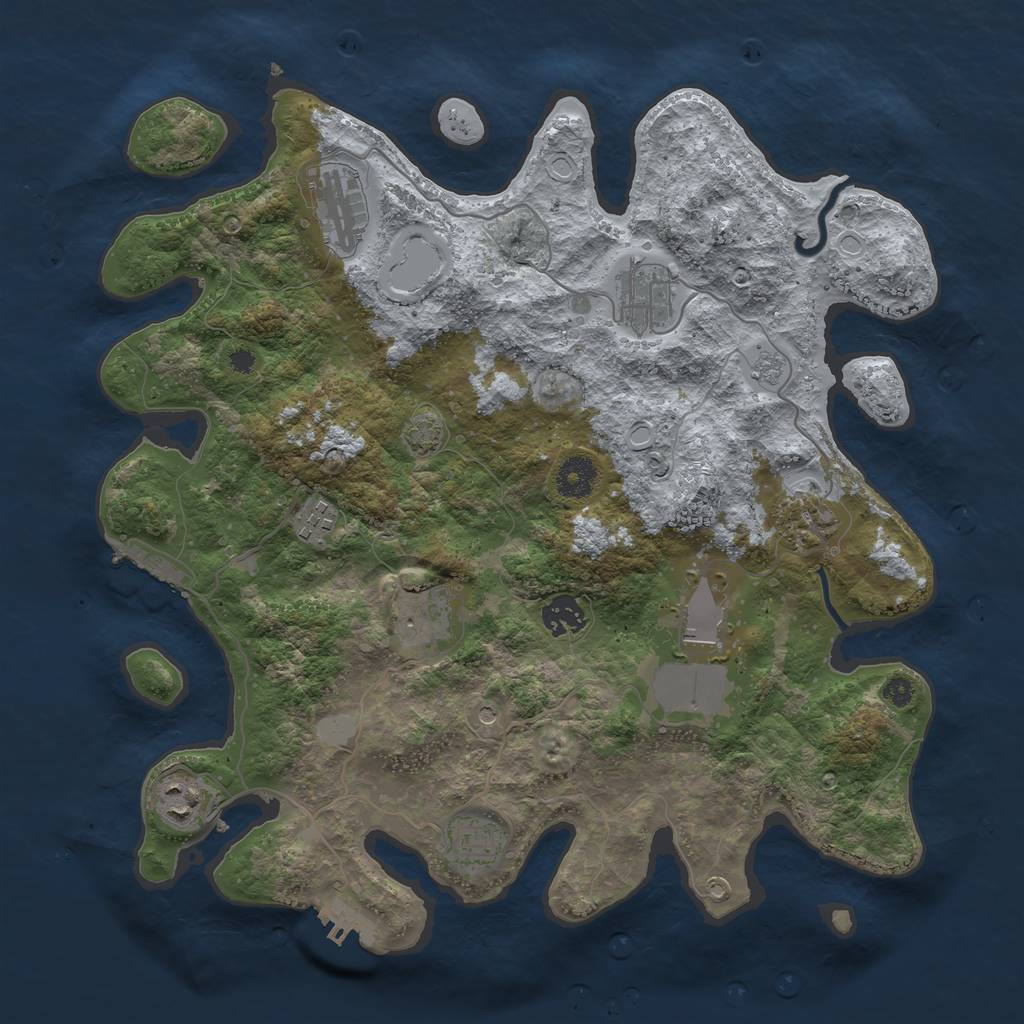 Rust Map: Procedural Map, Size: 3700, Seed: 47101049, 17 Monuments